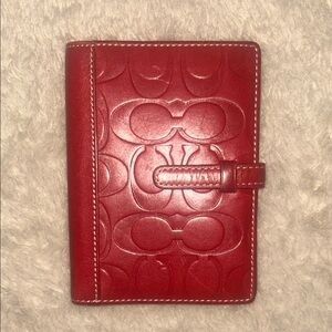 Coach Red Leather Embossed Logo Organizer